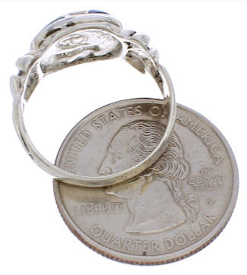 Silver Multicolor Inlay Southwestern Ring Size 8 TX40038